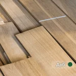 Sawn oak veneer sheets 4.5 mm thick stacked in a warehouse