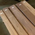 Long bundles of sawn American Walnut veneer 2.5 mm in the warehouse
