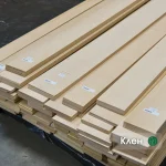 Sawn maple veneer sheets 4.5 mm thick stacked on a pallet.