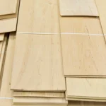 Sheets of sawn alder veneer, top view
