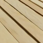Sheets of natural sliced Anegre veneer, angled view