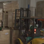 Forklift in the WoodWay Expert veneer and lumber warehouse.