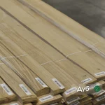 Packs of natural sliced oak veneer 0.6 mm thick with labels and logo