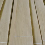 Sawn oak veneer sheets tied with white bands, top view