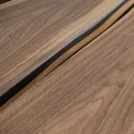Thin cut and 0.6 mm thickness of sliced American walnut veneer in a stack