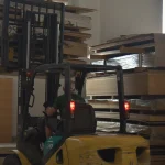 Forklift loader at the WoodWay Expert veneer and lumber warehouse