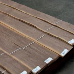 Bundles of sliced American walnut veneer 2nd grade on a pallet