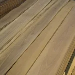 Top view of sliced European Walnut veneer sheets with beautiful grain