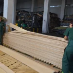 Sorting and packaging process of natural sliced cherry veneer at WoodWay Expert warehouse.