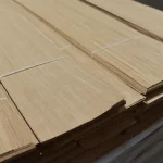 Close-up of a pack of natural sliced oak veneer grade 1