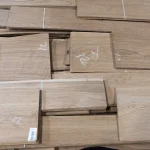 Short sheets of natural sliced oak veneer 1.5 mm with chalk markings.