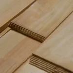 Close-up of the edge of a 2.5 mm sliced pine veneer sheet