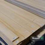 Pack of natural sliced alder veneer 0.6 mm thick in the warehouse