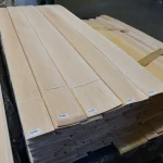 Pallets with 1st grade sliced alder veneer at the WoodWay Expert warehouse