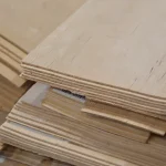 Edge and end of a bundle of sliced alder veneer 2.5 mm thick