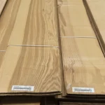 Labeled sheets of sliced olive ash veneer with unique wood grain